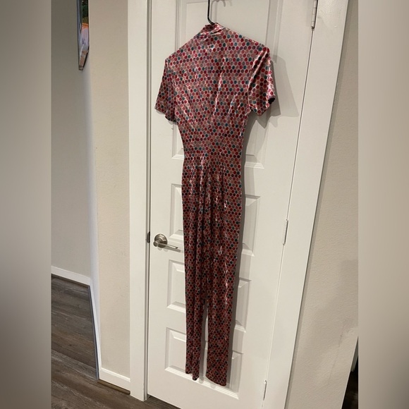 NWT Gwusoo So Real polka dot velvet jumpsuit - Picture 3 of 8